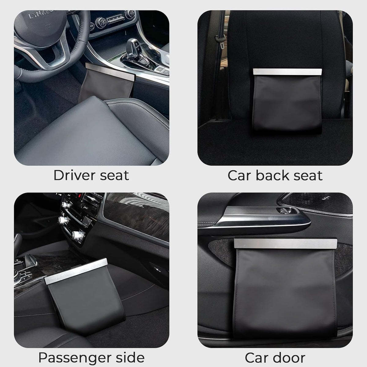 COZILO Leather Car Trash Can with Smart LED Light & Magnetic Closure,Leak-Proof, Odor-Lock Car Garbage Can for Any Cars, Sedans, SUVs, Trucks, Black
