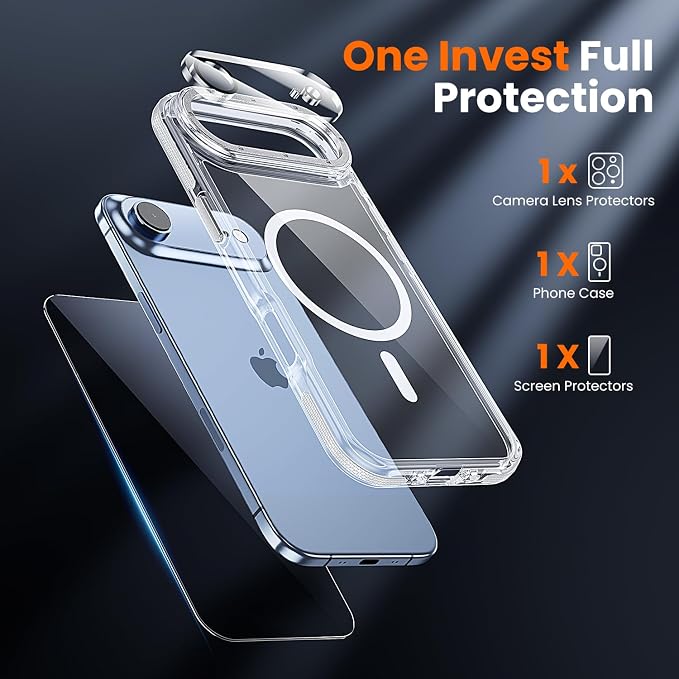 toushion 3 in 1 for iPhone Air Case Clear Bumper, Fits MagSafe, Shockproof