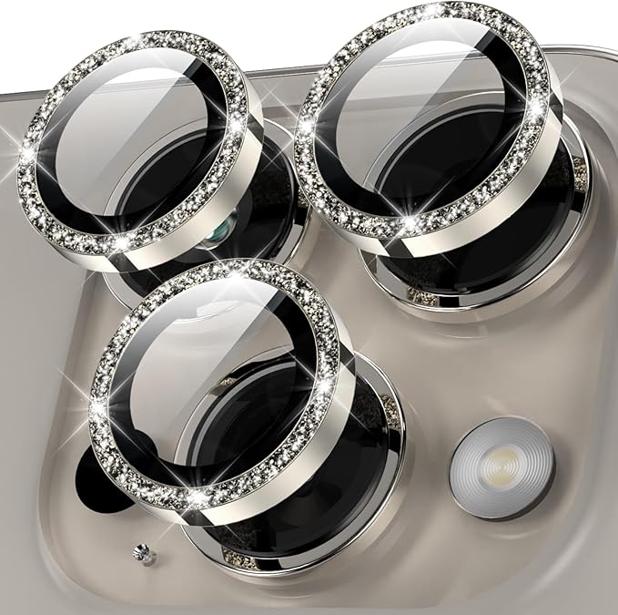 YWXTW Designed for iPhone 15 Pro/iPhone 15 Pro Max Camera Lens Protector Bling