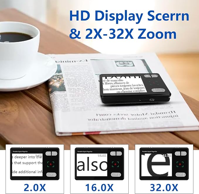 Digital Magnifier 3.5 Inch, 2X-32X Zoom Portable Digital Video Magnifier