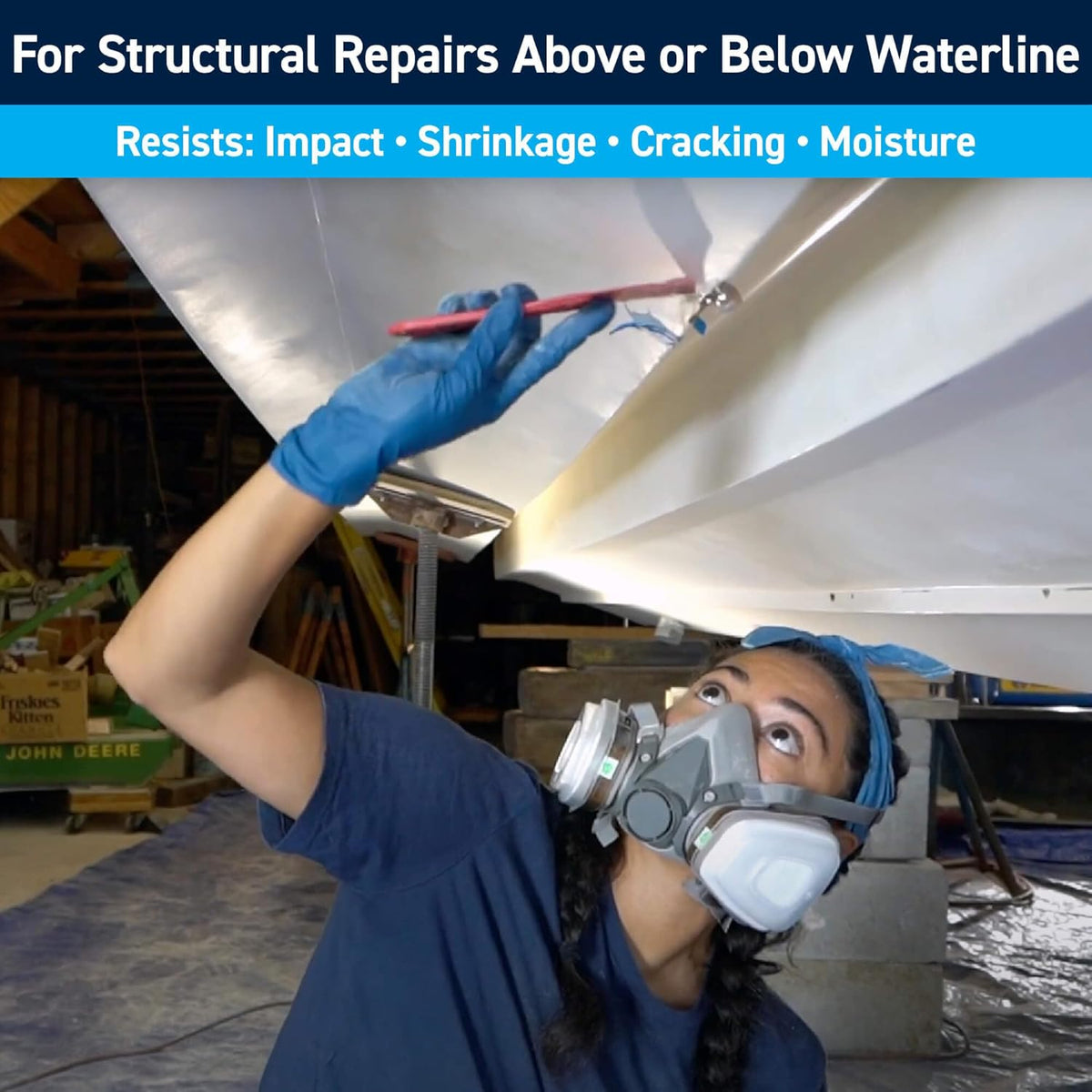 TotalBoat Polyester Structural Repair Putty - Marine Grade Fiberglass Reinforced Filler for Boats & Automotive