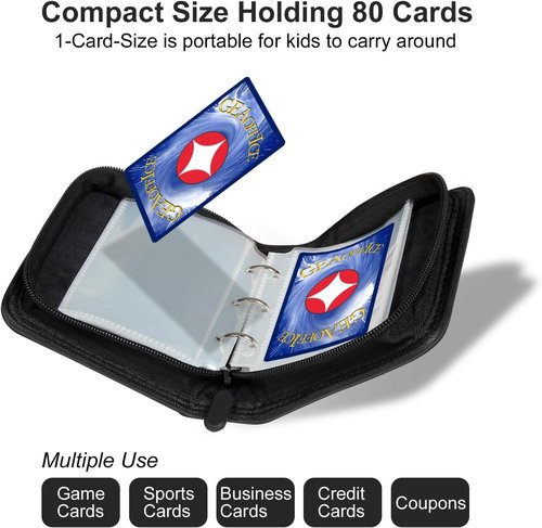 GEAoffice Mini Card Binder - Lightweight 1 Pocket Album for 80 TCG, MTG & Sports Cards | Black