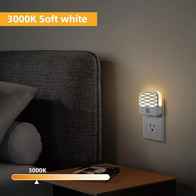 Dawnrise 3 Pack Night Lights Plug into Wall,Motion Sensor Nightlights Indoor with Warm White for Stairs, Hallway, Living Room, Kitchen, Entrance, Bathroom, Office