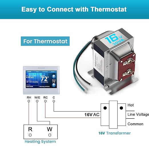 16V 30VA Doorbell Transformer for Ring Video Doorbells, Compatible