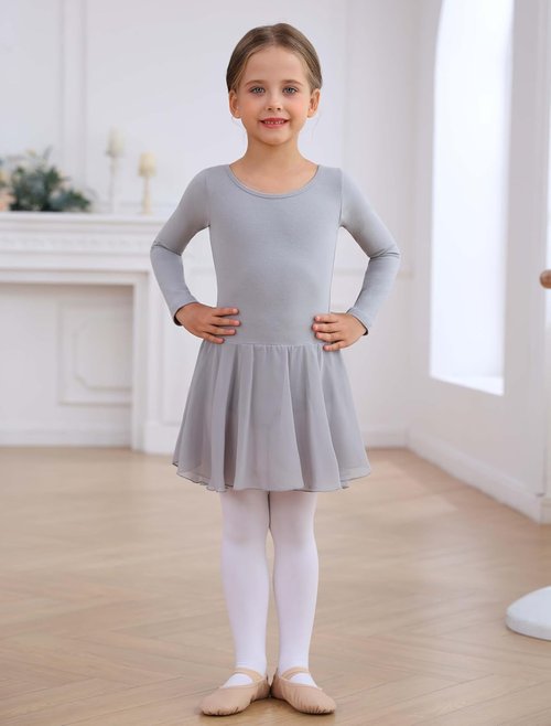 MdnMd Toddler Girls Ballet Leotard Dress - Puff Sleeve Ballerina Outfit | Comfortable & Stylish