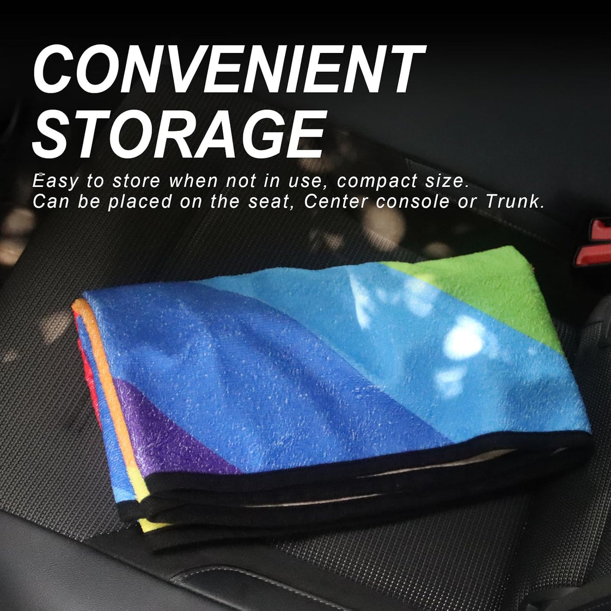 Sweat Towel Car Seat Cover Protector Front Seats for Gym Workout, Running, Swimming, Beach and Hiking, Waterproof Universal Seat Cover for Car, Trucks, Van & SUV (1, Rainbow, Front)