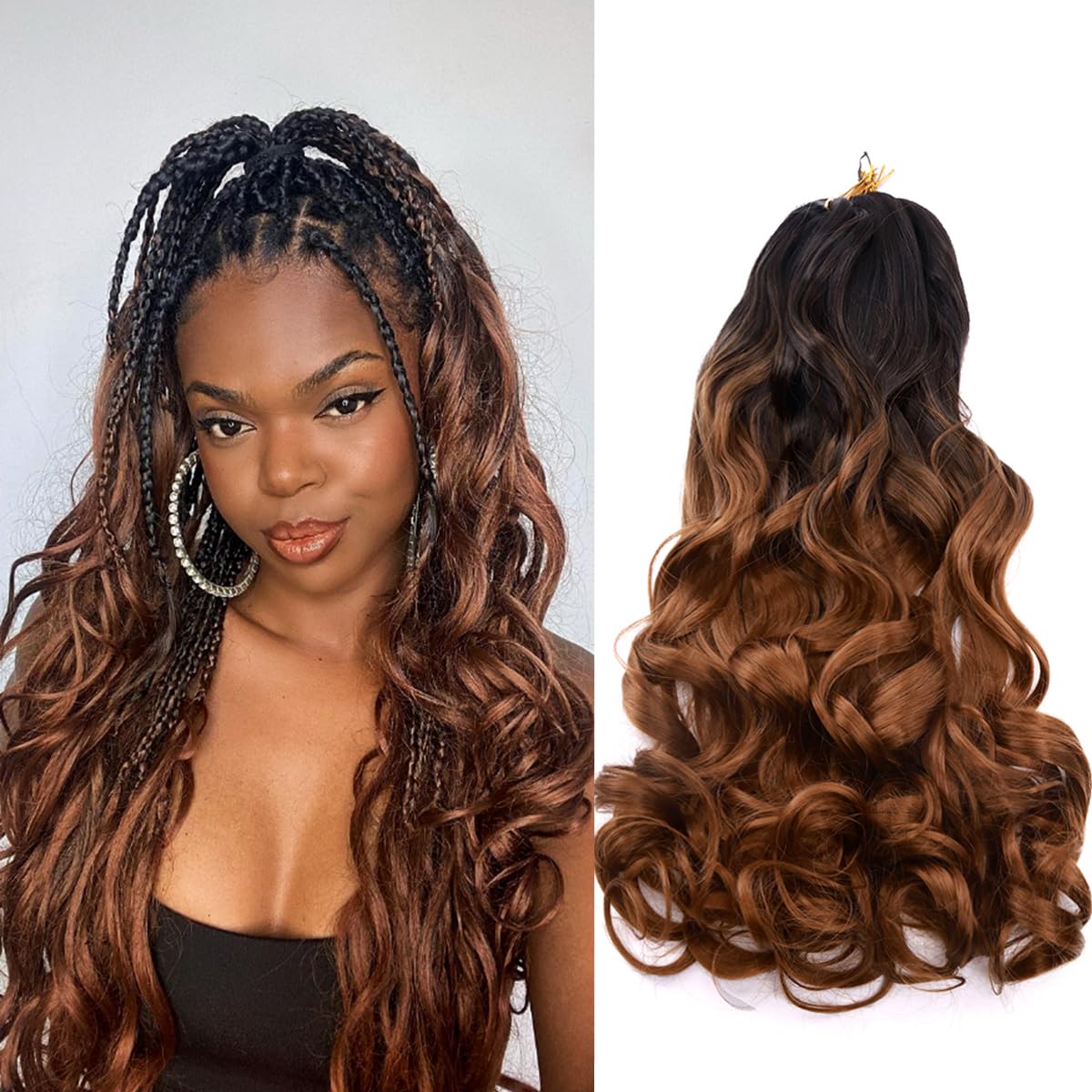 Amir Hair 8 Packs French Curly Braiding Hair 26 Inch Loose Wave Braiding Hair Pre Stretched Synthetic Hair Extensions (B29)