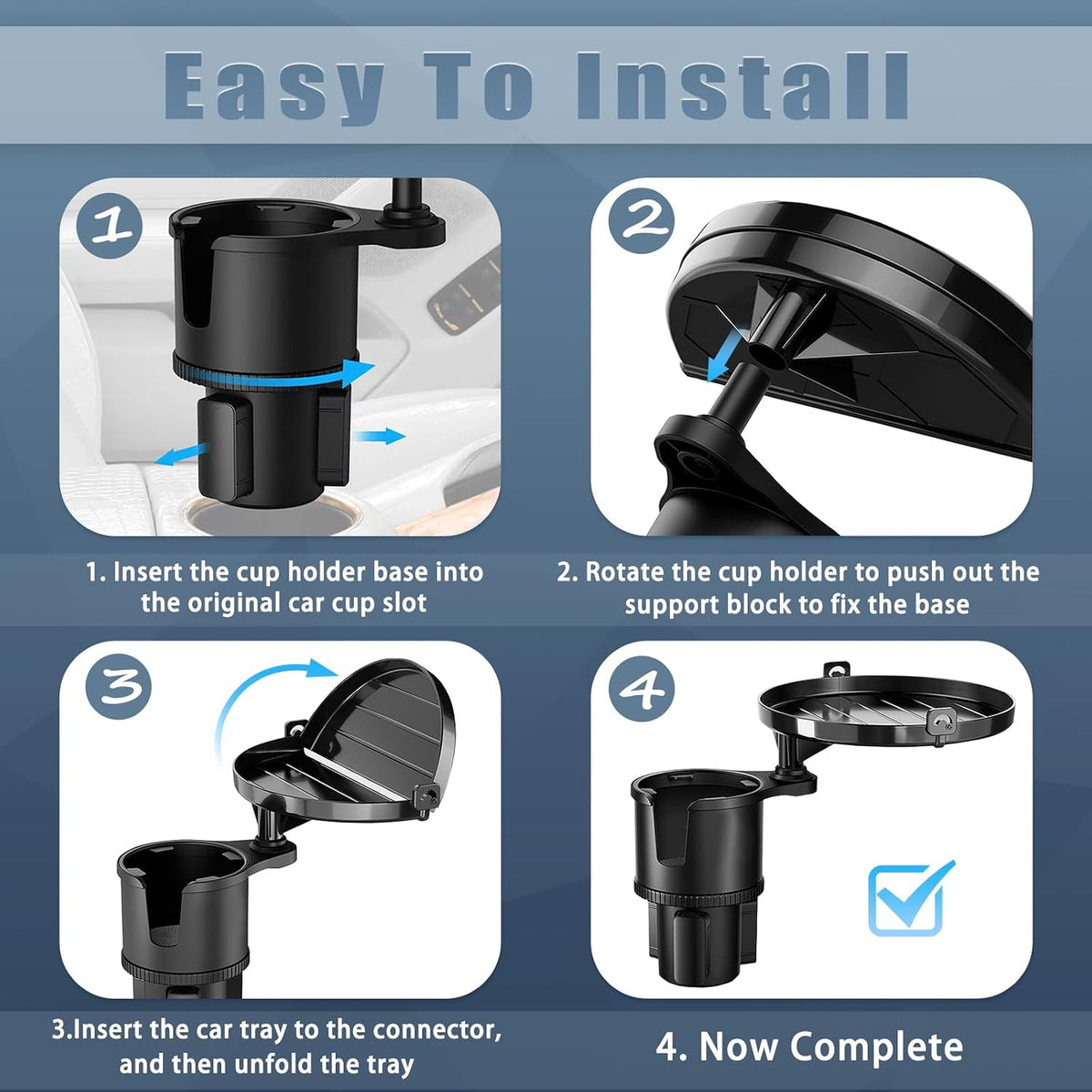 SAMPUSS 2-in-1 Car Cup Holder Tray Car Food Tray Car Table Car Seat Tray