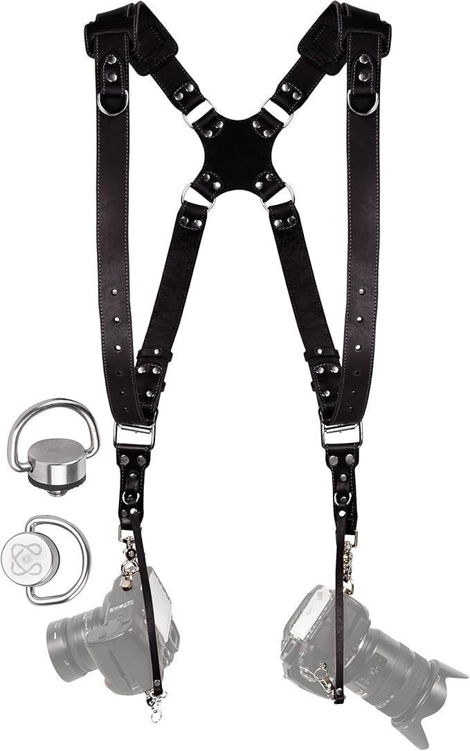 C Coiro Dual Camera Harness Shoulder Leather Camera Strap