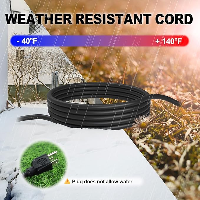 EP 25 Ft Outdoor Extension Cord with 3 Electrical Power Outlets - 16/3 SJTW Black Cable with 3 Prong Grounded Plug for Safety Great for Christmas Lights, Garden and Major Appliances