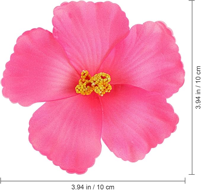 DOITOOL 10 Pcs Pink Artificial Hibiscus Flowers Faux Tropical Flower Decor Fake