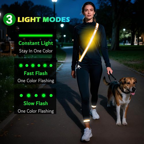 Fokia Kunbio LED Reflective Running Gear - High Visibility Adjustable Safety Belt & Armband for Night Walking | Unisex
