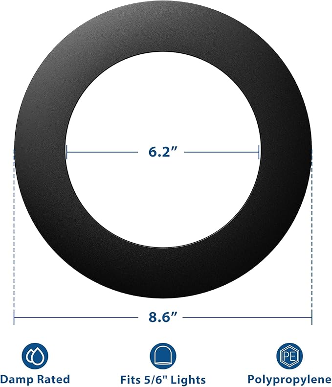 Amico 12 Pack Goof Rings for 6 Inch Recessed Lights, Can Light Trim Ring Cover