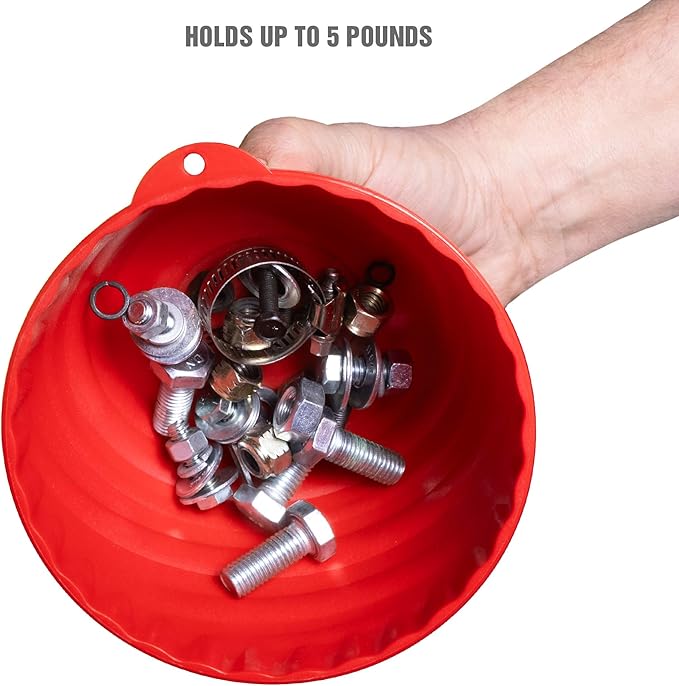 OEMTOOLS Red and Blue Magnetic Nut Cup Set, 2-Pack Curved Parts Trays Hold Up to 5 Pounds Each, Durable ABS Organizers Attach to Metal Surfaces for Nuts, Bolts, and Small Parts