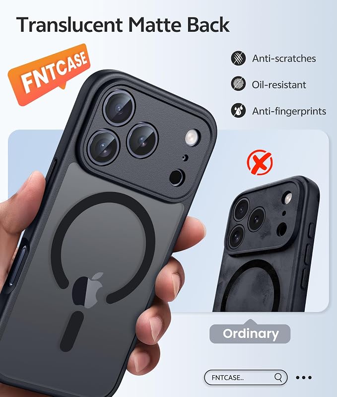FNTCASE for iPhone 17 Pro Case: Translucent Matte Cases