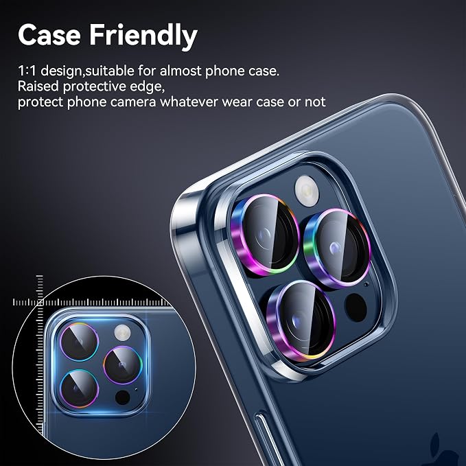 WSKEN for iPhone 15 Pro/iPhone 15 Pro Max Camera Lens Protector, Shatterproof