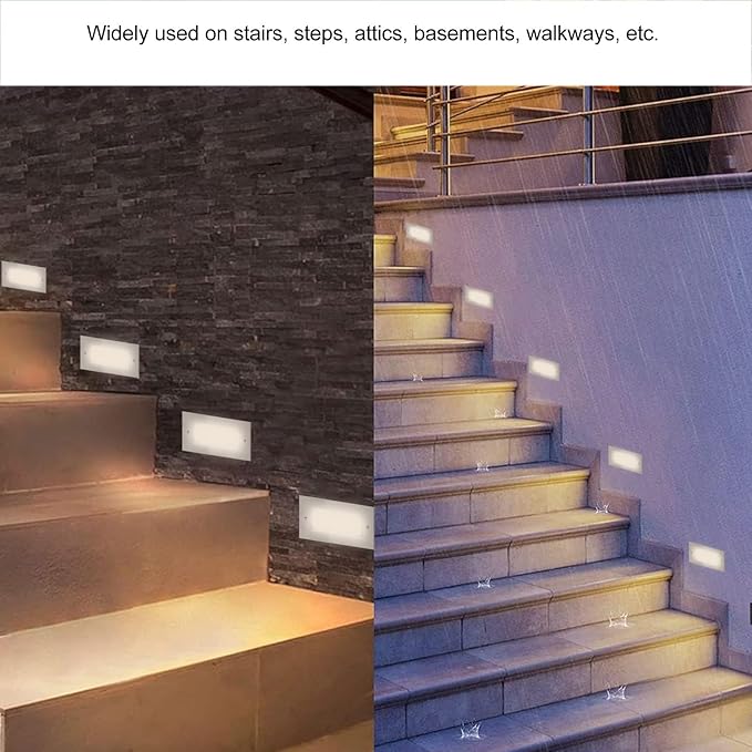 85-265V LED Step Light, 3000K Water Proof Aluminum Alloy Embedded Stair Light, Portable Wall Lamp for Indoor Outdoor Basements Corridors