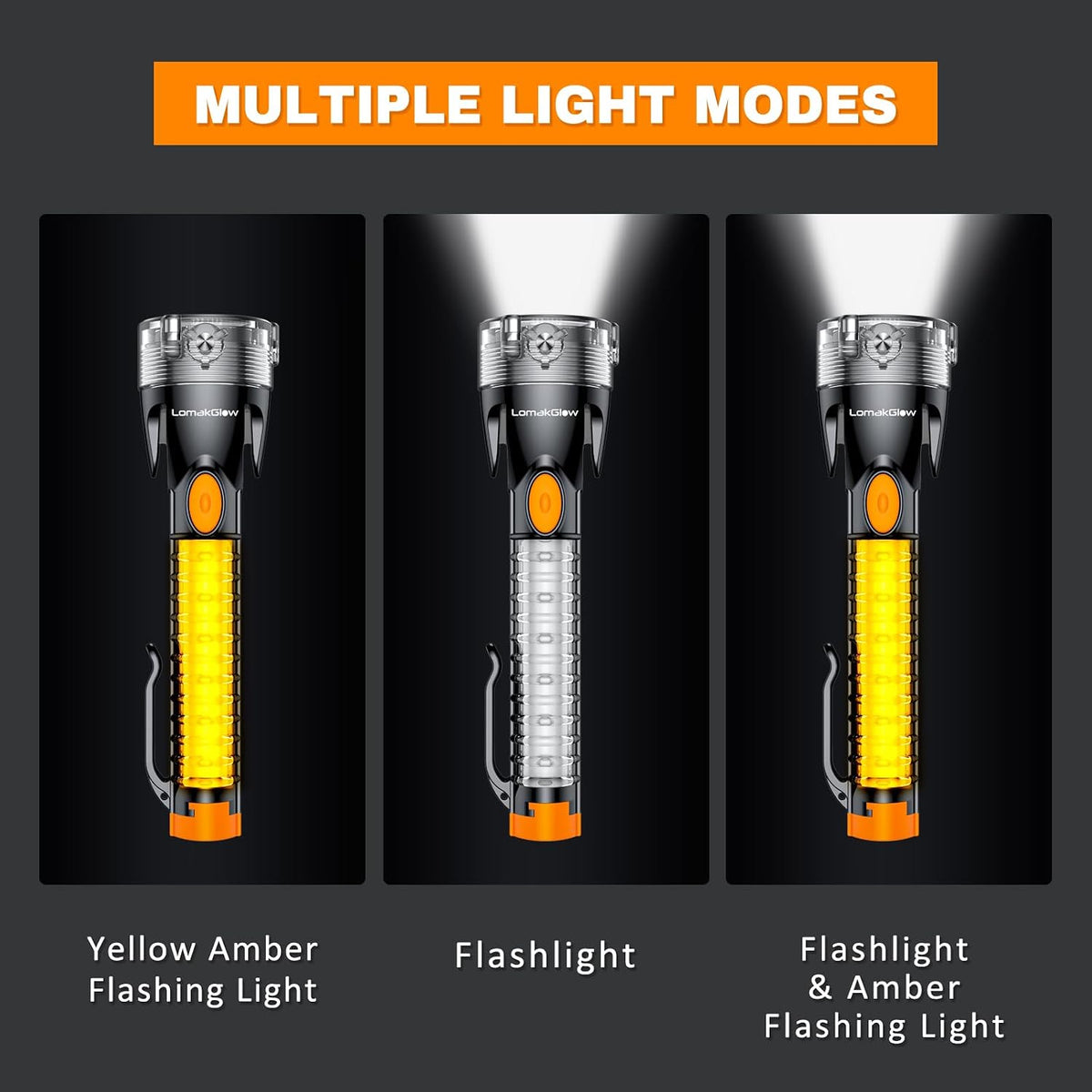 Multifunctional Car Safety Flashlight - Emergency Escape Tool with Window Breaker, Seatbelt Cutter, 3 Light Modes & Magnetic Base for Roadside Safety, Camping & Home Use