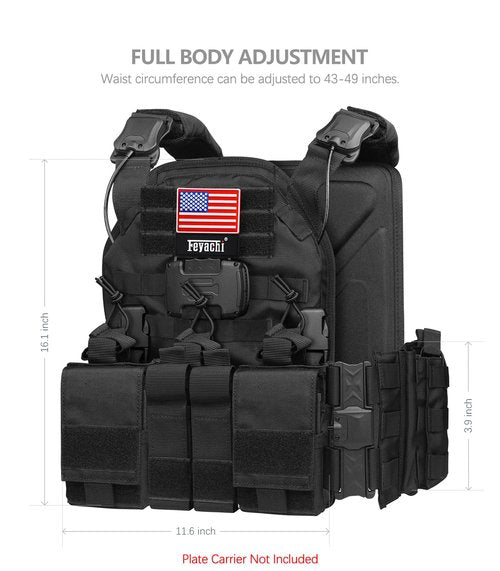 Feyachi TM 20 Magnetic Tactical Vest - Airsoft Vest MOLLE System Multifunctional Quick Release Vests Full Body Adjustable Magnetically Fixed One Button Disassembly