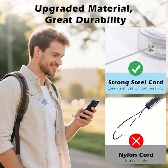 MoKo Anti-theft Phone Tether, Universal Phone Lanyard Retractable Steel Line