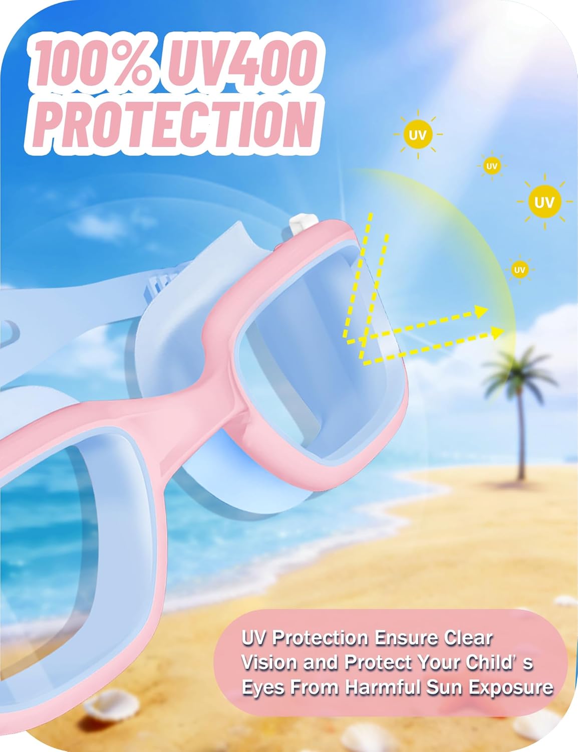 Vvinca Kids Swim Goggles - Anti-Fog UV Protection | Leak-Proof Pool Glasses for Ages 3-14