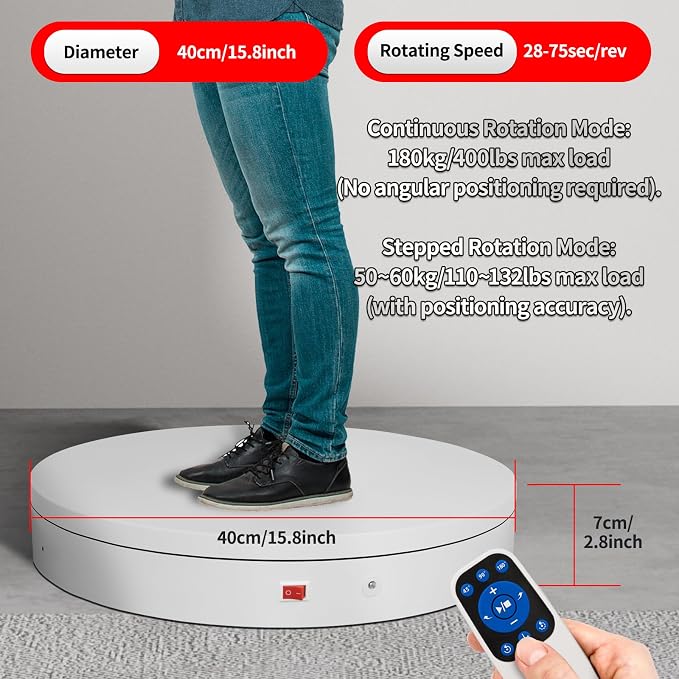 15.8In Remote Motorized Electric Turntable Rotating Display Stand Rotating