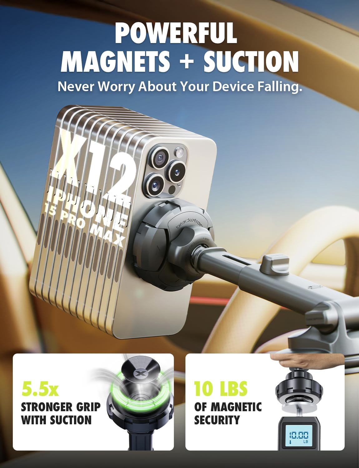 Bracketron MagAlign Max MagSafe Car Phone Mount Dashboard Windshield Holder
