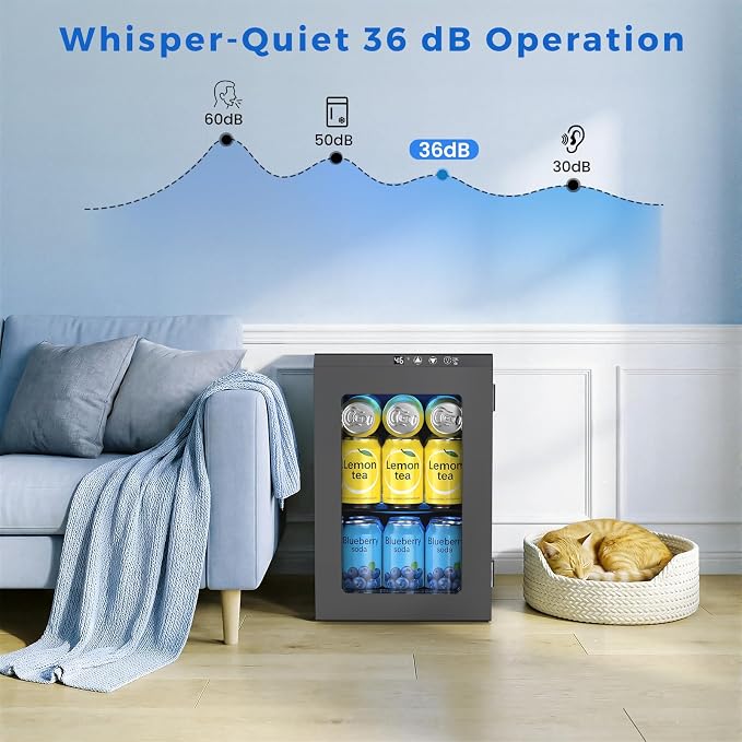 COWSAR Commercial Beverage Refrigerator 24-Can Mini Fridge, Countertop Wine Cooler Small Adjustable Digital Thermostat, LED Light, Freestanding Countertop Drink Refrigerator for Home, Bar & Office