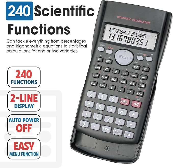 6 Pack Scientific Calculators Bulk, 2-Line Large Screen Display 240 Functions
