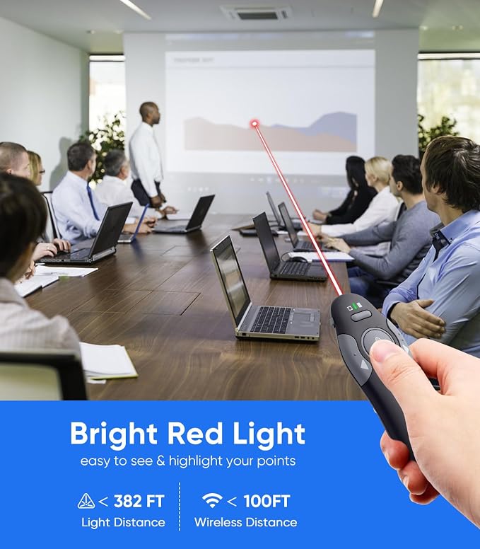 Presenter Clicker for PowerPoint Presentations, USB Wireless PPT Remote Clicker