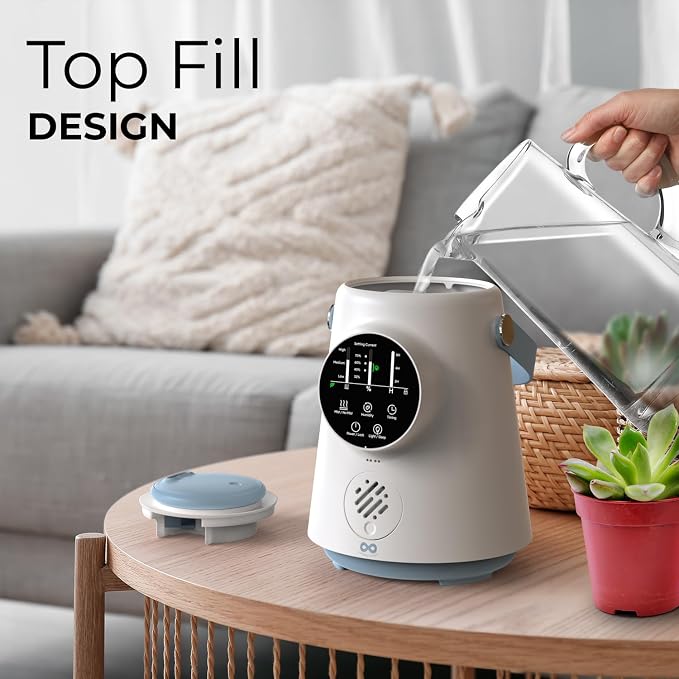 Everlasting Comfort 2.5L Top Fill Humidifier – Upgraded Easy to Clean 20HR Runtime Cool Mist Air Moisturizer for Bedroom, Home, Nursery & Large Room, Whisper-Quiet Soothing Hydration for Baby & Kids