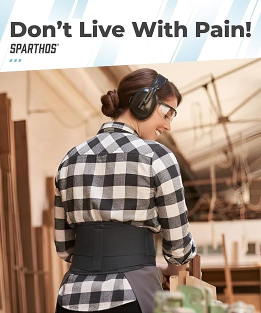 Sparthos Back Brace for Lower Back Pain - Immediate Relief from Sciatica, Herniated Disc, Scoliosis - Breathable + Lumbar Support Pad - For Men & Women - Fits 31–38″ Waist (Small, Check Size Chart)