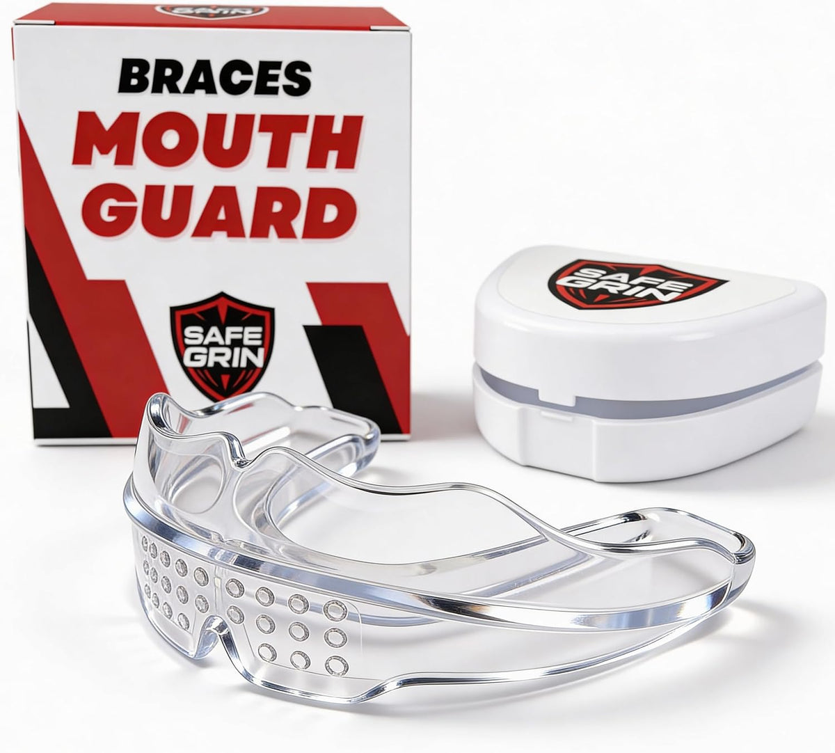 Skiennix Mouth Guard - Premium Silicone Teeth Protection for Sports - Youth & Teen Fit (Transparent, Braces Compatible)