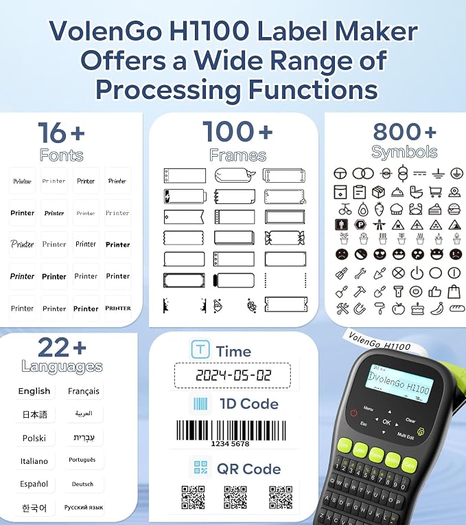 Label Maker Machine with-Tape, Wire Label Maker Waterproof-Labels, H1100