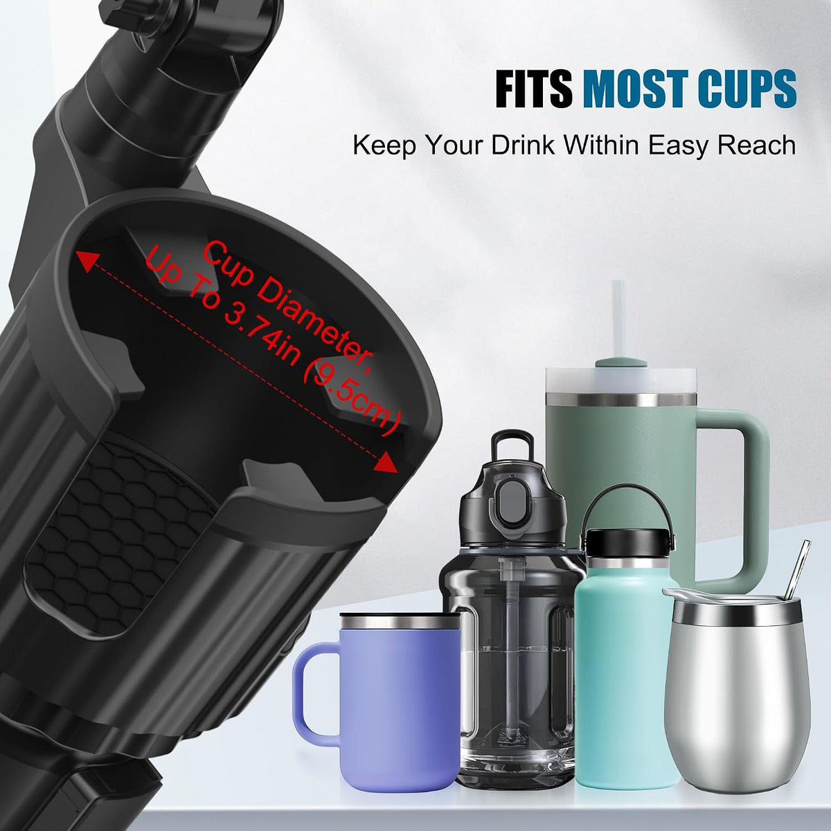 SAGRUILA 2-in-1 Cup Phone Holder for Car with up to 15W Wireless Charging
