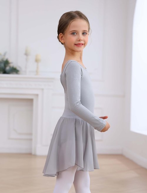 MdnMd Toddler Girls Ballet Leotard Dress - Puff Sleeve Ballerina Outfit | Comfortable & Stylish