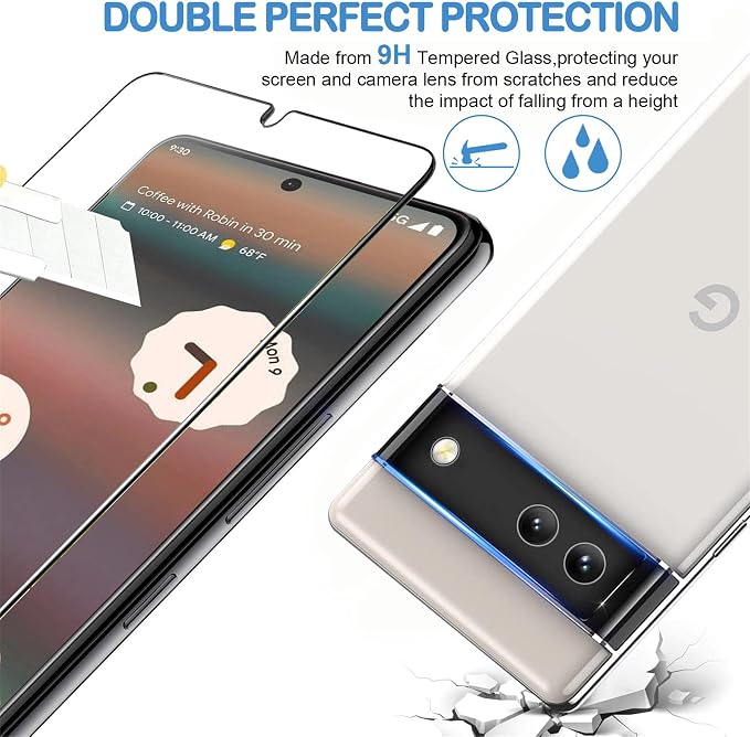 Glass Screen Protector for Google Pixel 6a 5G, 9H Tempered Glass, Fingerprint