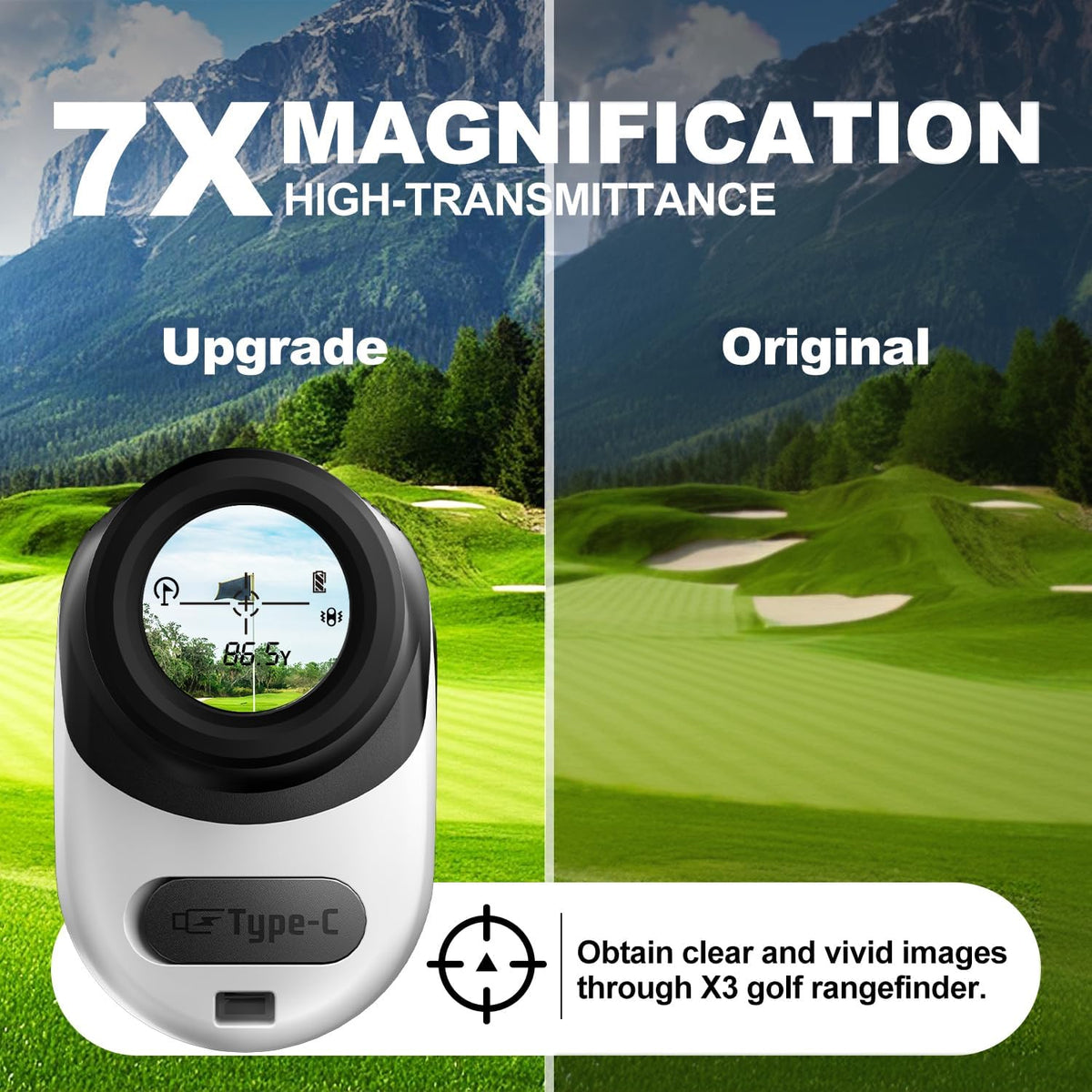 Skiennix Golf Rangefinder - 7X Magnification, Slope Measurement, Rechargeable | Perfect Gift for Men