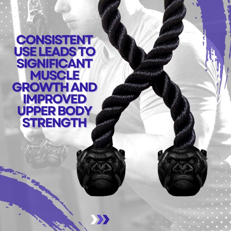 Trained Tricep Rope Pull Down Cable Gorilla Gripz, 27 Inch Rope Length, Easy to Grip & Non-Slip Cable Attachment for Gym Workout Exercise