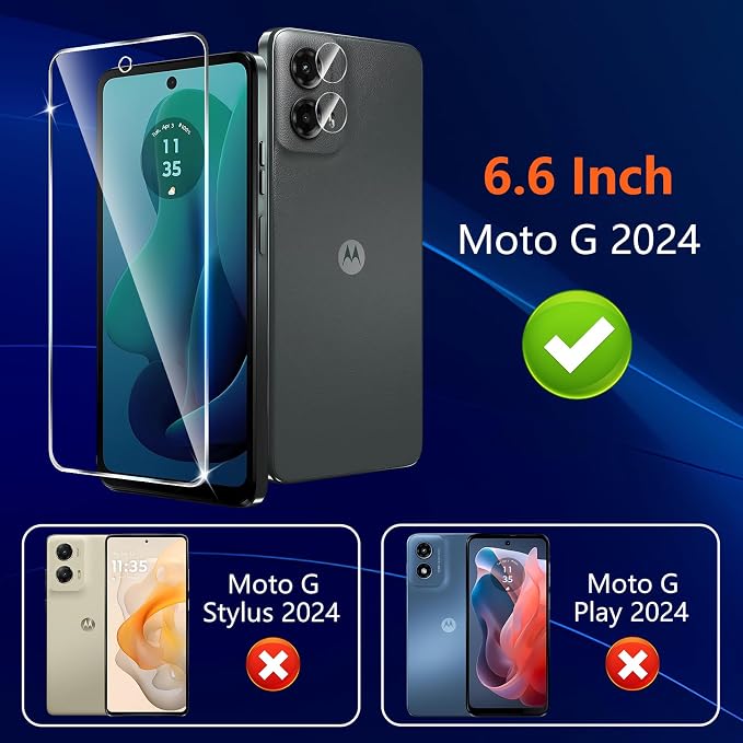 Designed for Motorola Moto G 5G 2024 Tempered Glass Screen Protector + Camera