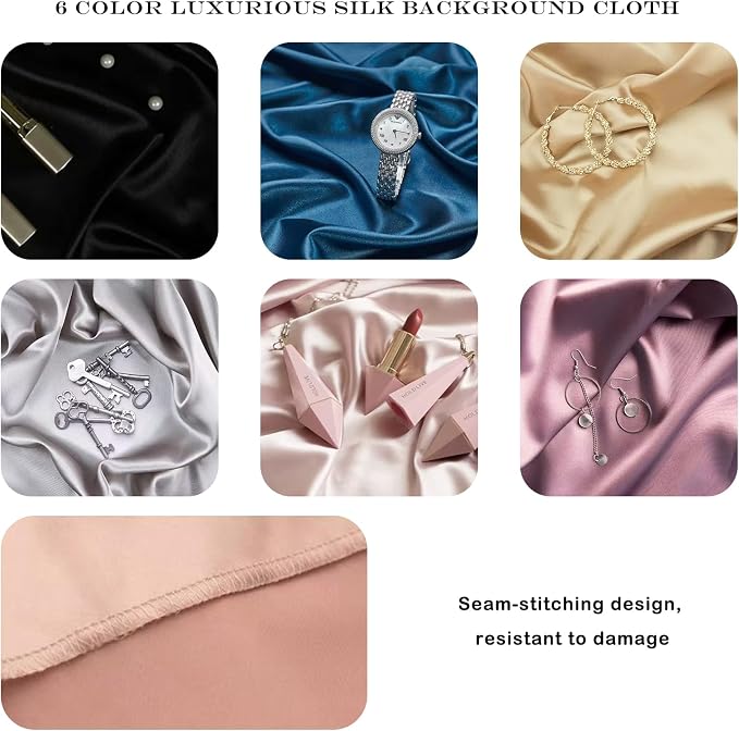 6PCS Product Photography Backdrop, Luxury Silk Texture Photo Props
