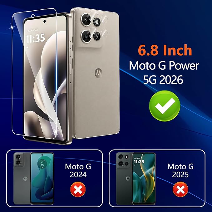 Designed for Motorola Moto G Power 5G 2026 Tempered Glass Screen Protector +