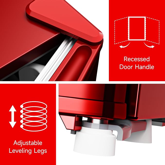 1.7 Cu.Ft Mini Fridge with Freezer for Dorm Office, Red | Compact Refrigerator Office, Energy Saving Small Fridge Reversible Single Door, Low Noise for Bedroom Small Apartment
