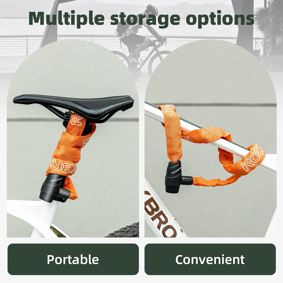 ROCKBROS Heavy-Duty Bike Chain Lock - 3 Ft Long, 5mm Thick, Cut-Proof Security with Key Set