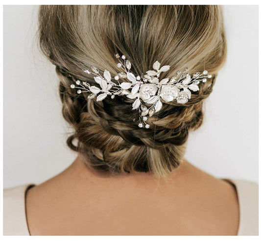 Sweetv Comb, Handmade Wedding Hair Accessory With Rhinestones, Silver, For Brides And Bridesmaids, Bridal Hair Pieces, Wedding H