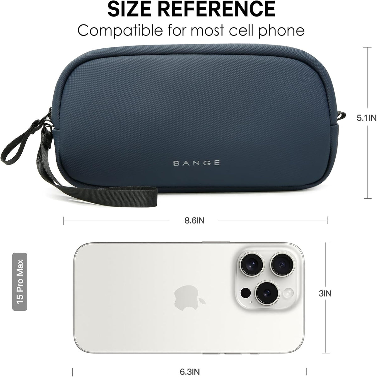 BANGE Cable Organizer Travel Case, Tech Pouch for Traveling Accessories, Carry Storage for Cords, Charger, Adapter, Cables, Power Bank