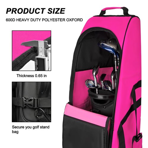 Goloni Golf Travel Bag with Wheels for Airlines, Heavy Duty Golf Club Travel Case, Water Resistant Golf Bag Cover for Air Travel, Portable Foldable Golf Luggage for Men Women