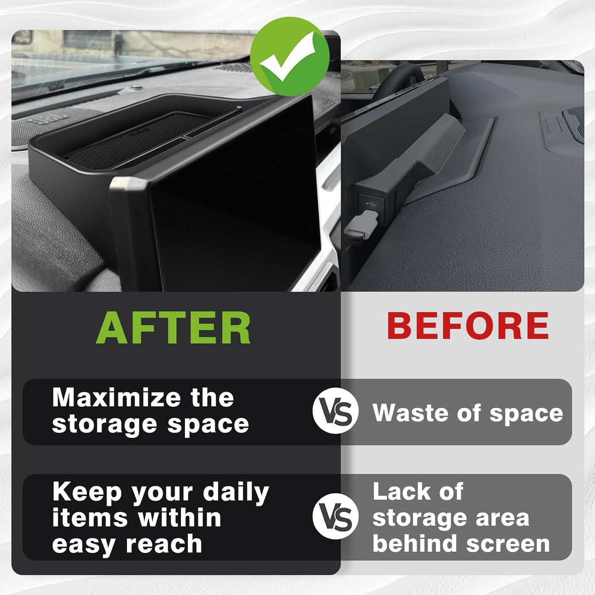 Muslogy Dashboard Organizer for 2024-2026 Tacoma/2025+ 4Runner 14-in, Black