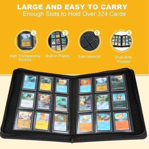 GERMUN Toploader Binder - Holds 324 Toploaders | 9 Pocket Double-Sided Storage for 3 x 4'' Cards - Diamond Blue