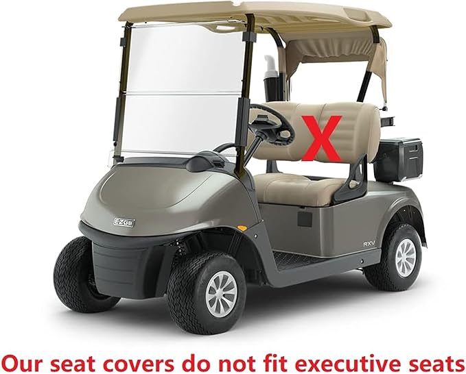 Huskey 4PCS Golf Cart Front/Rear Seat Covers for EZGO RXV 2008-UP G&E Models Custom Two-Tone Black/Red Diamond Stitching with Red Piping, Marine Grade Vinyl Material, Staple on Design